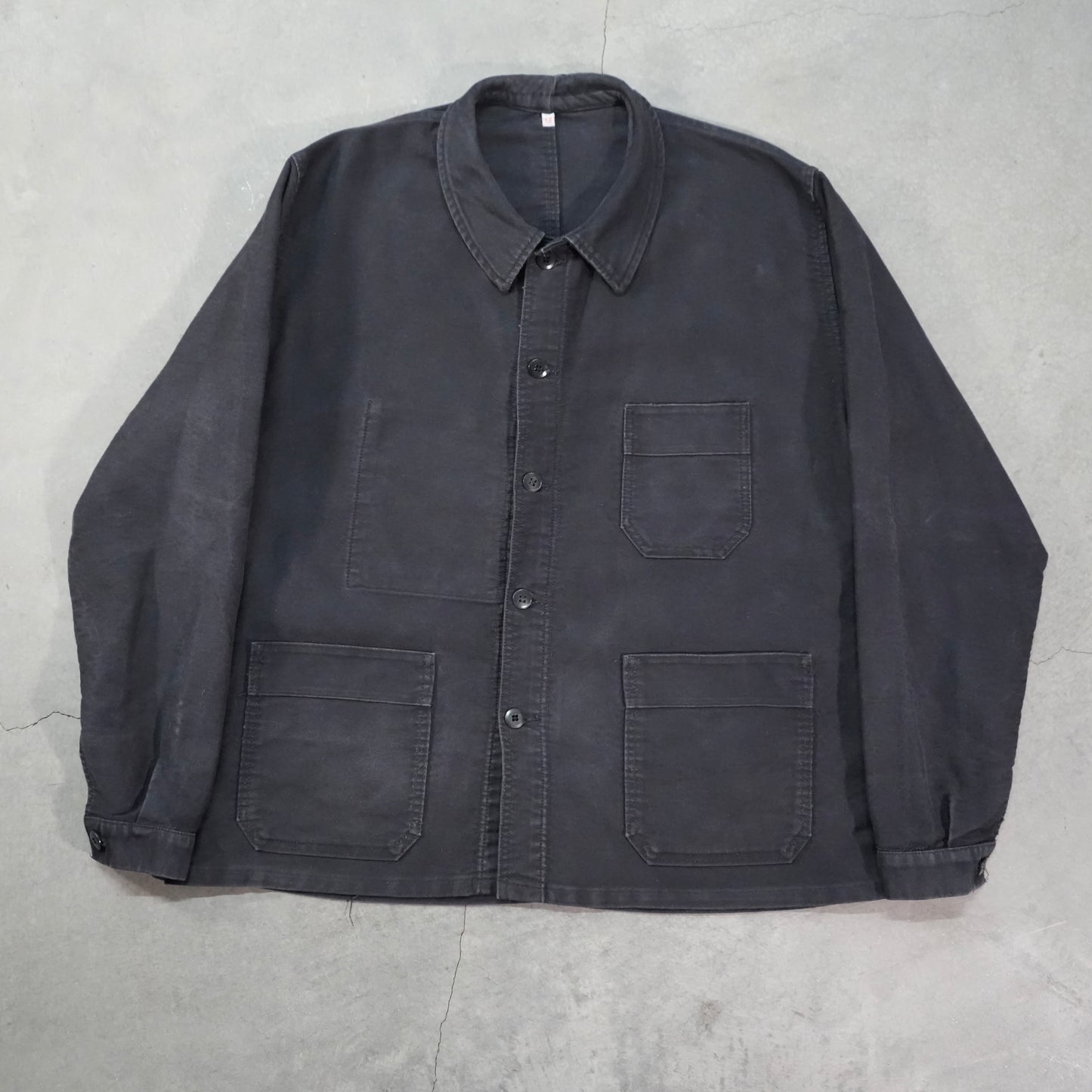 60s french black moleskin chore jacket