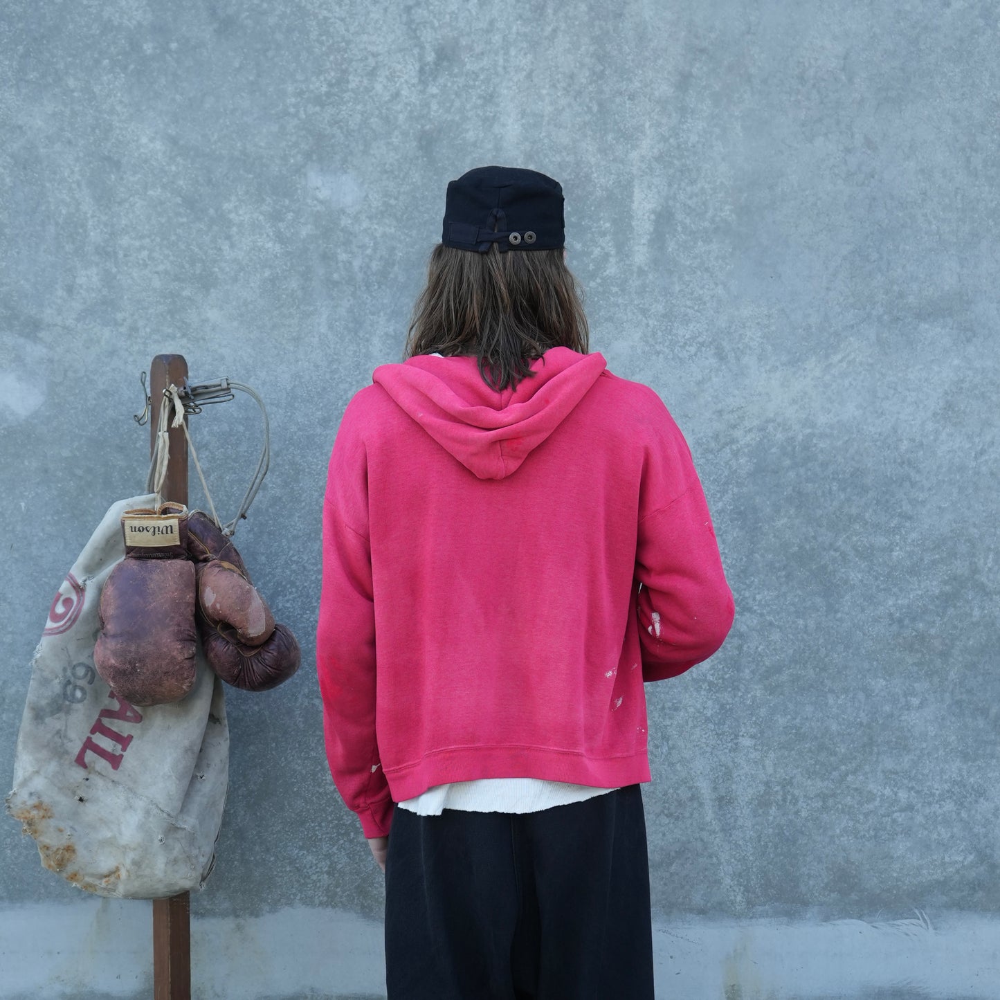 60s faded and painted zip up hoodie