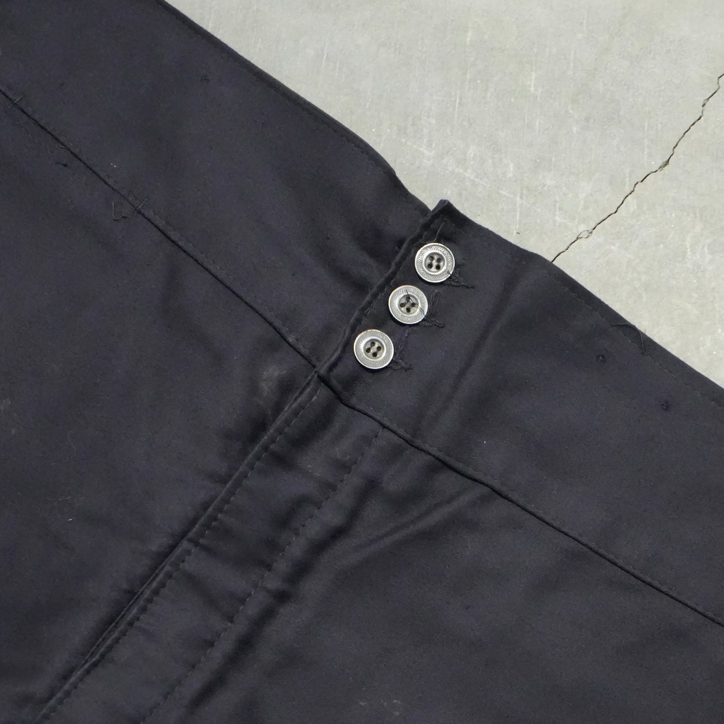 40s french black moleskin buckle back pants