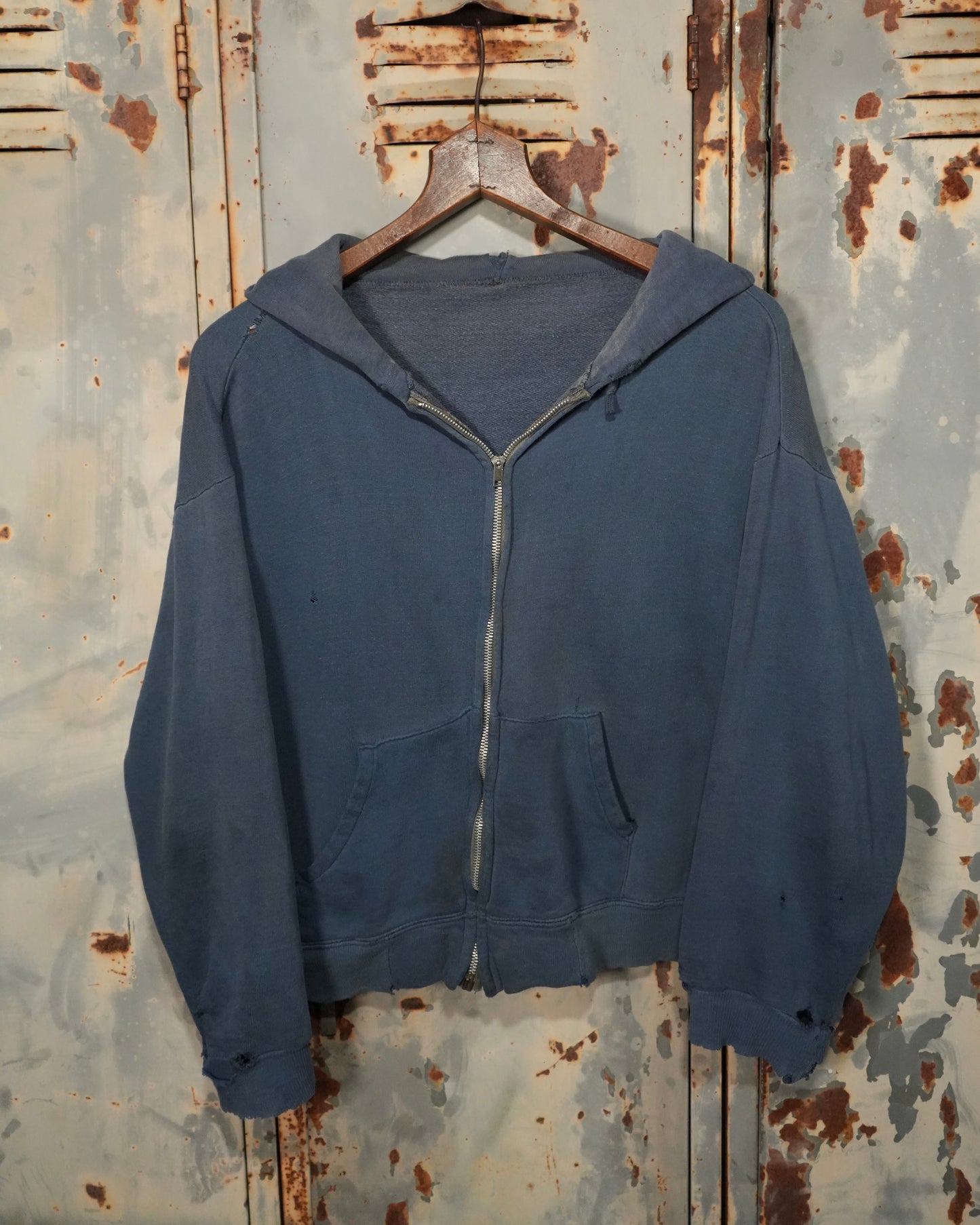 60s Faded Blue Zip Up Hoodie