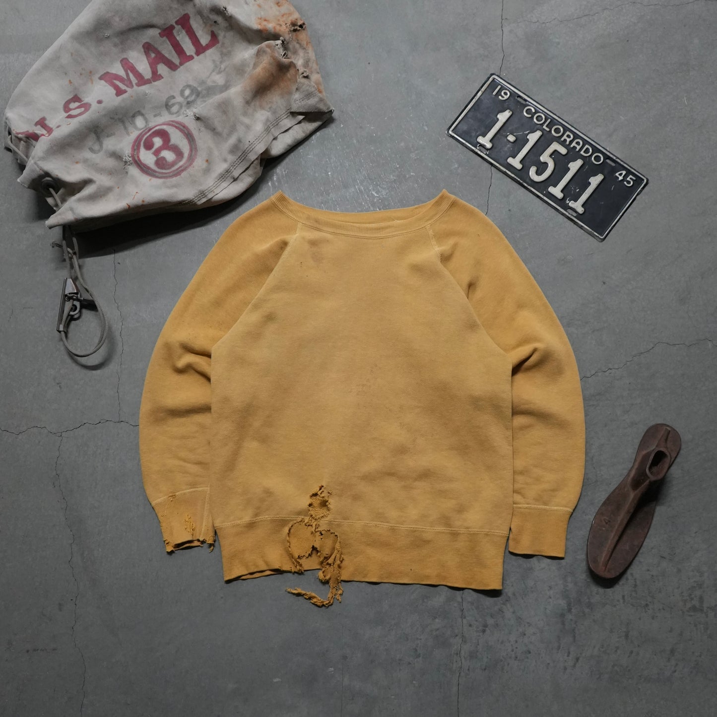 60s faded and thrashed yellow sweat