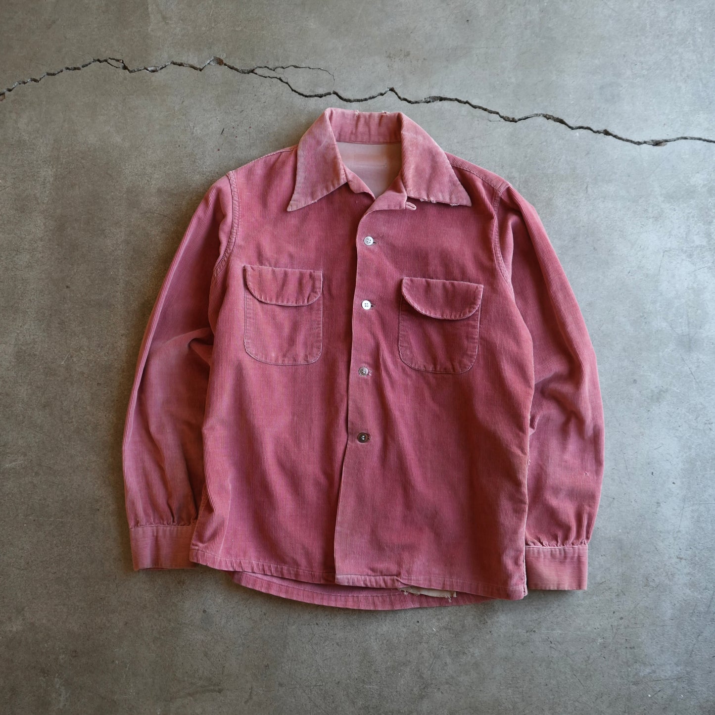 60s faded corduroy button up with repairs