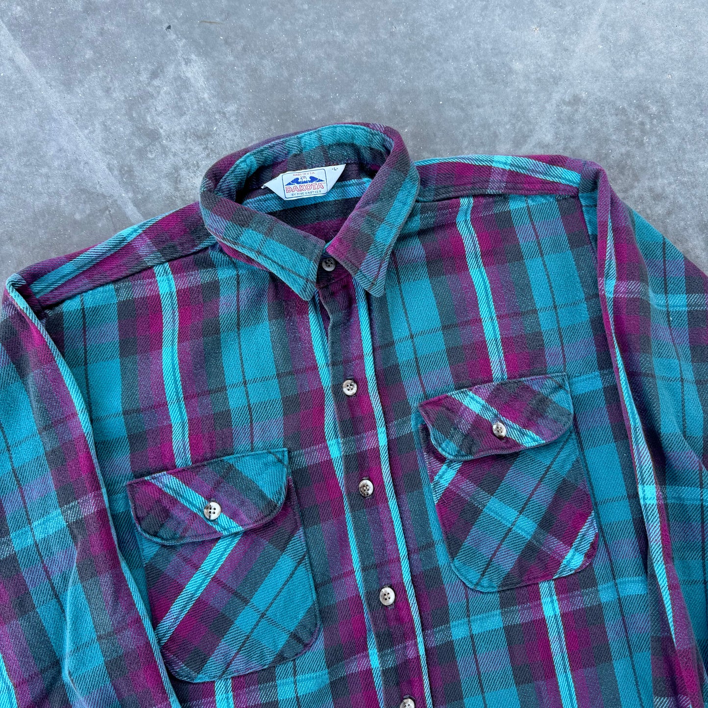 Blue Magenta Plaid Cotton Flannel