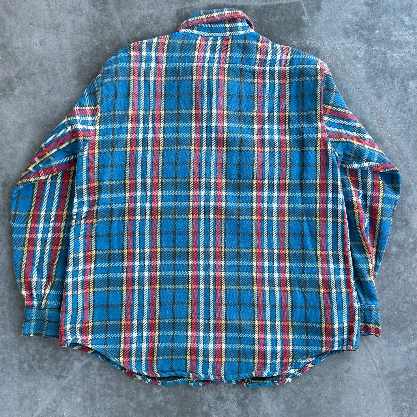 70’s Blue Distressed Cotton Plaid Flannel