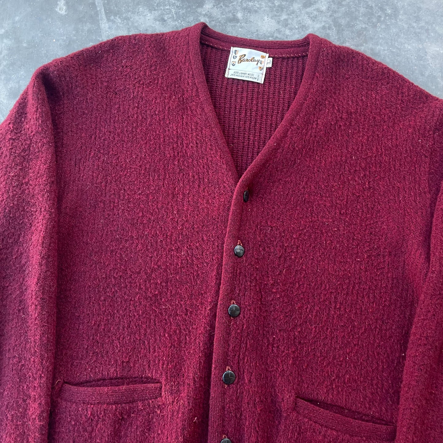 Maroon Mohair Wool Cardigan Sweater