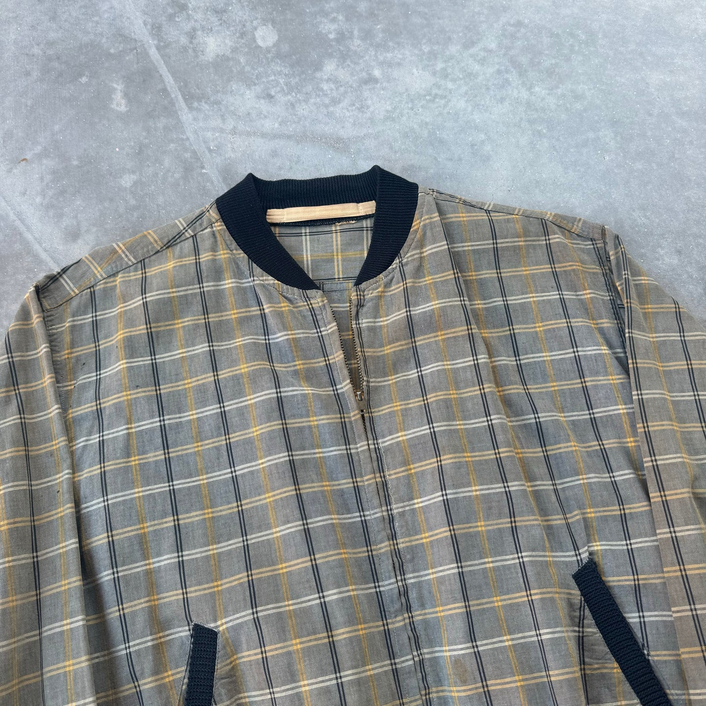 50s plaid zip up jacket