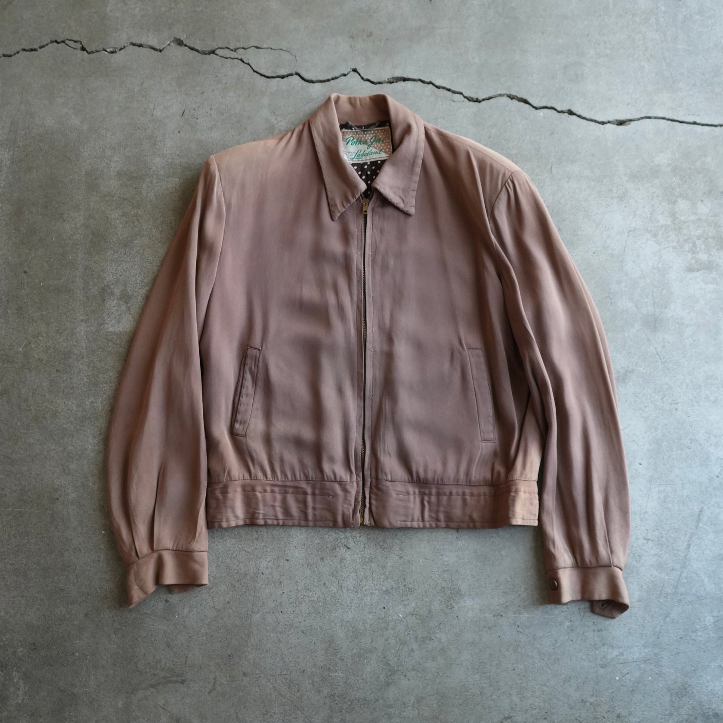 50s rayon polkadot lined rickey jacket