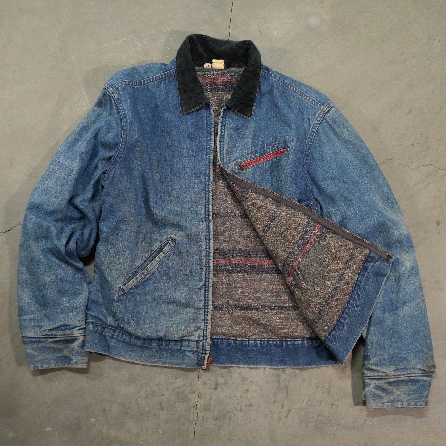 50s denim blanket lined jacket
