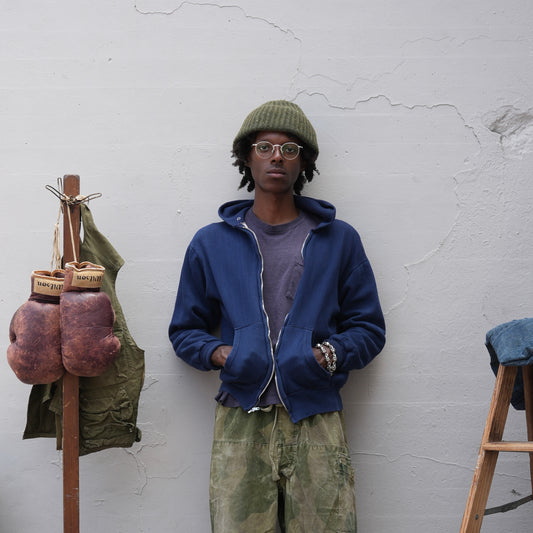 70s thermal lined zip up hoodie