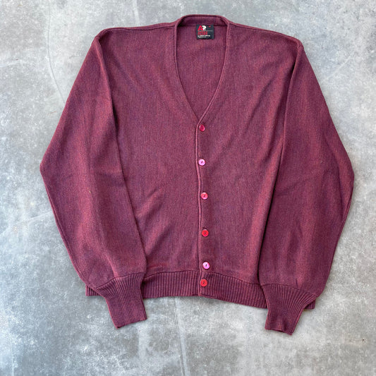 70’s Maroon Acrylic Cardigan