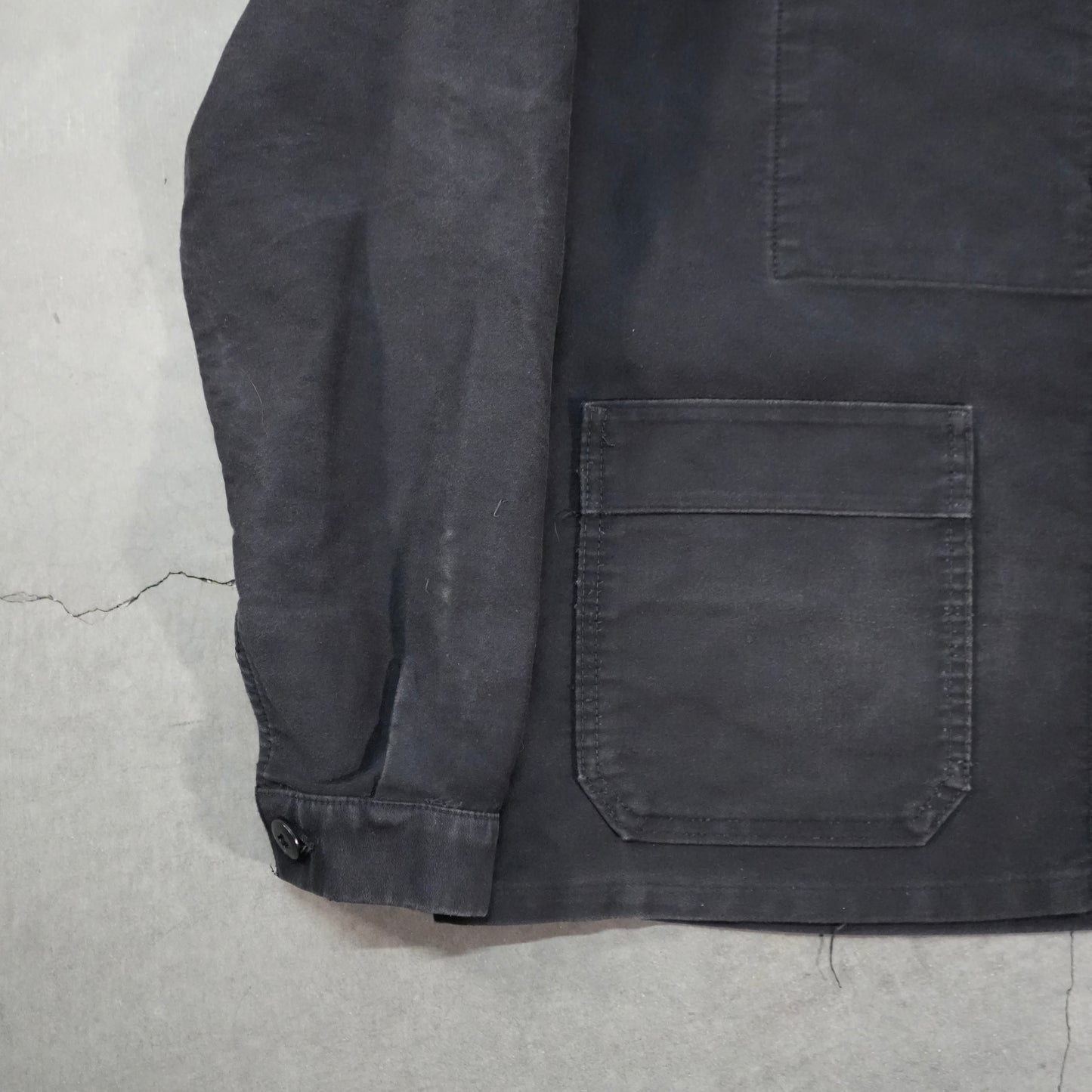 60s french black moleskin chore jacket