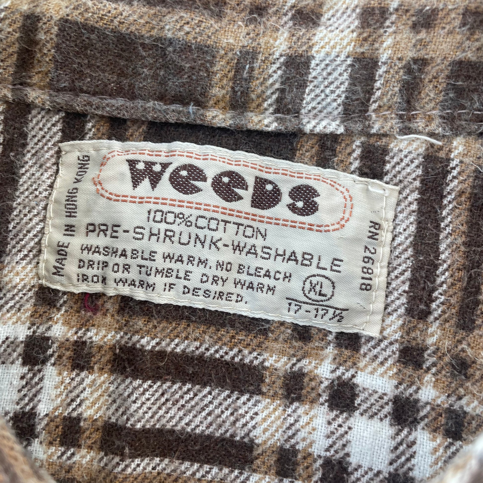 70’s Brown Plaid Cotton Flannel Button Up Shirt