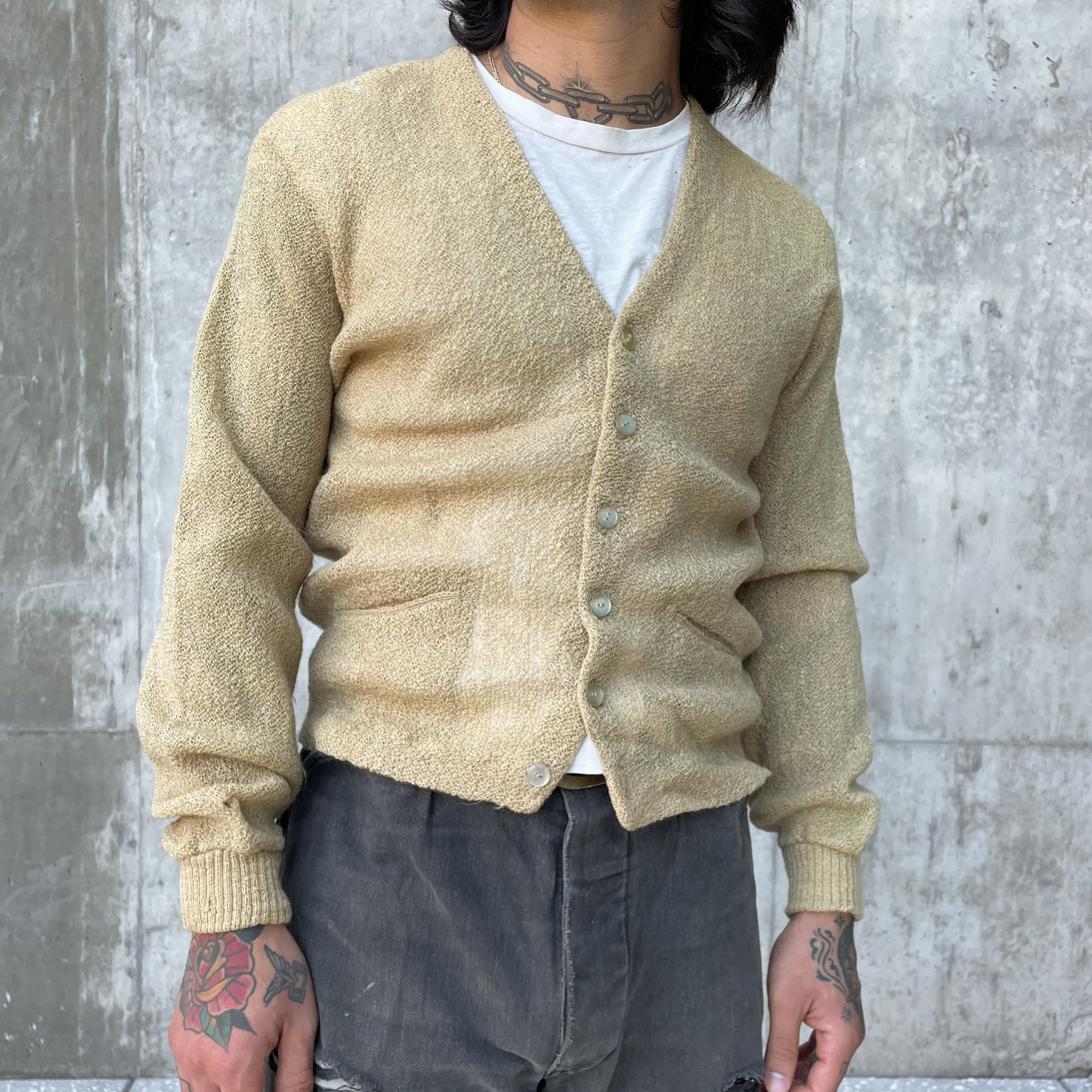 60’s Neutral Brown Mohair Cardigan