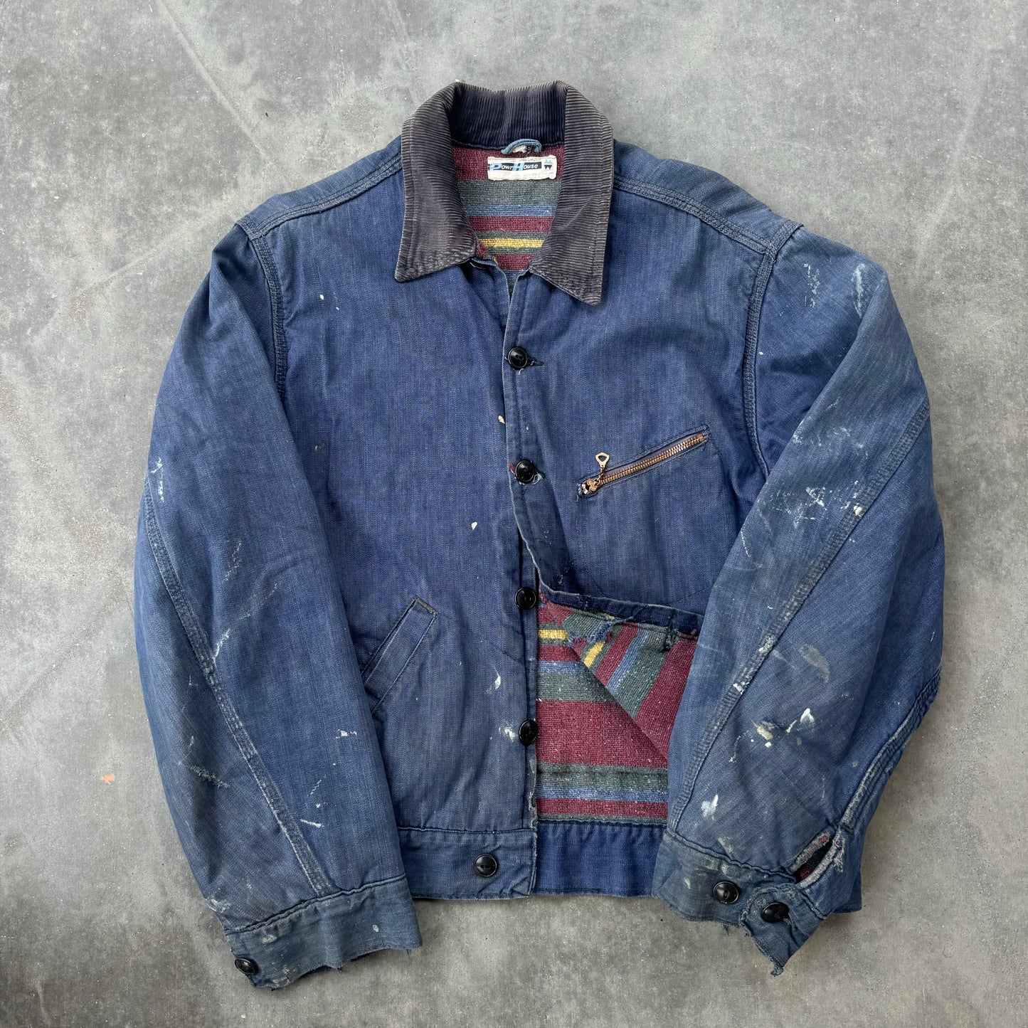 50s power house blanket lined cropped denim jacket