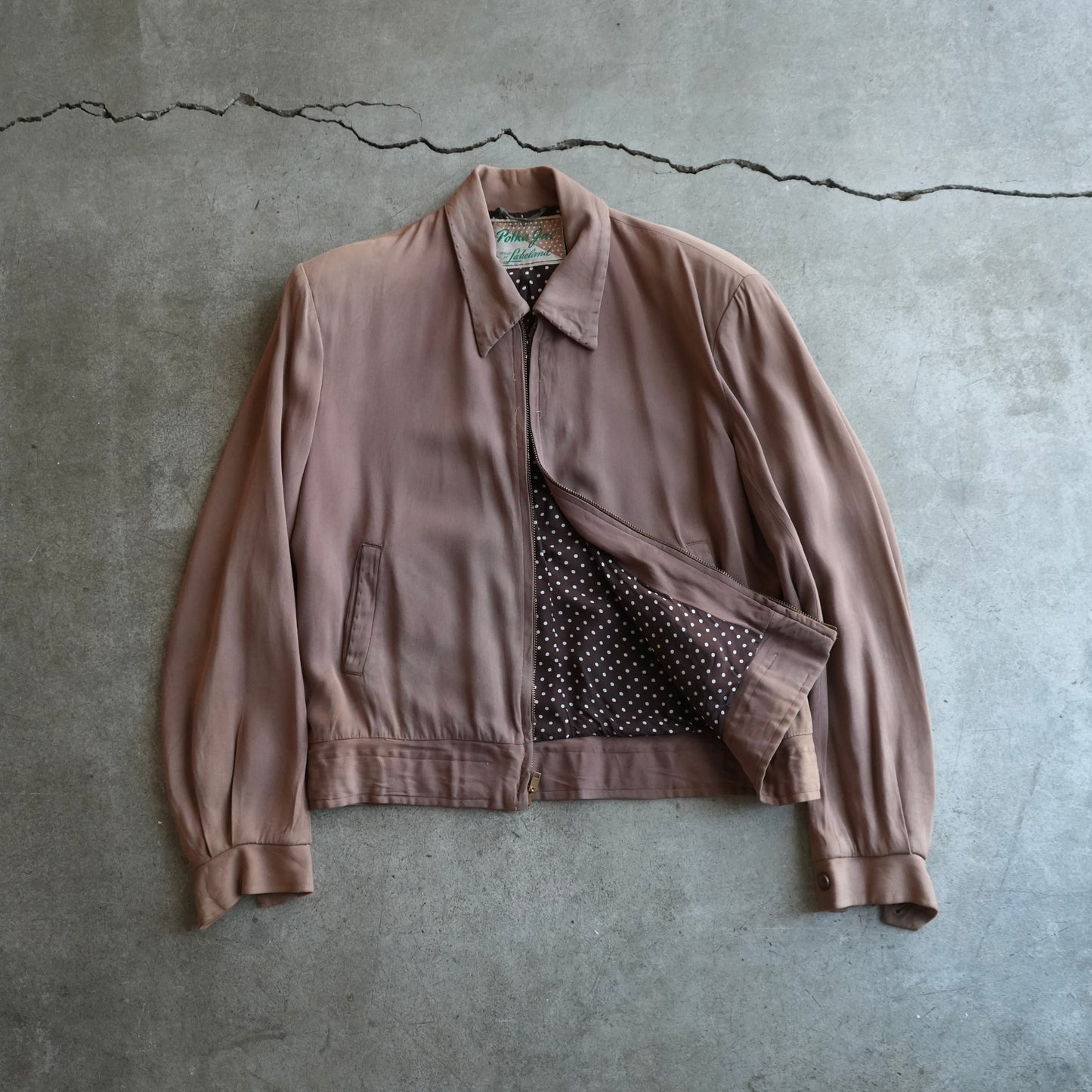 50s rayon polkadot lined rickey jacket