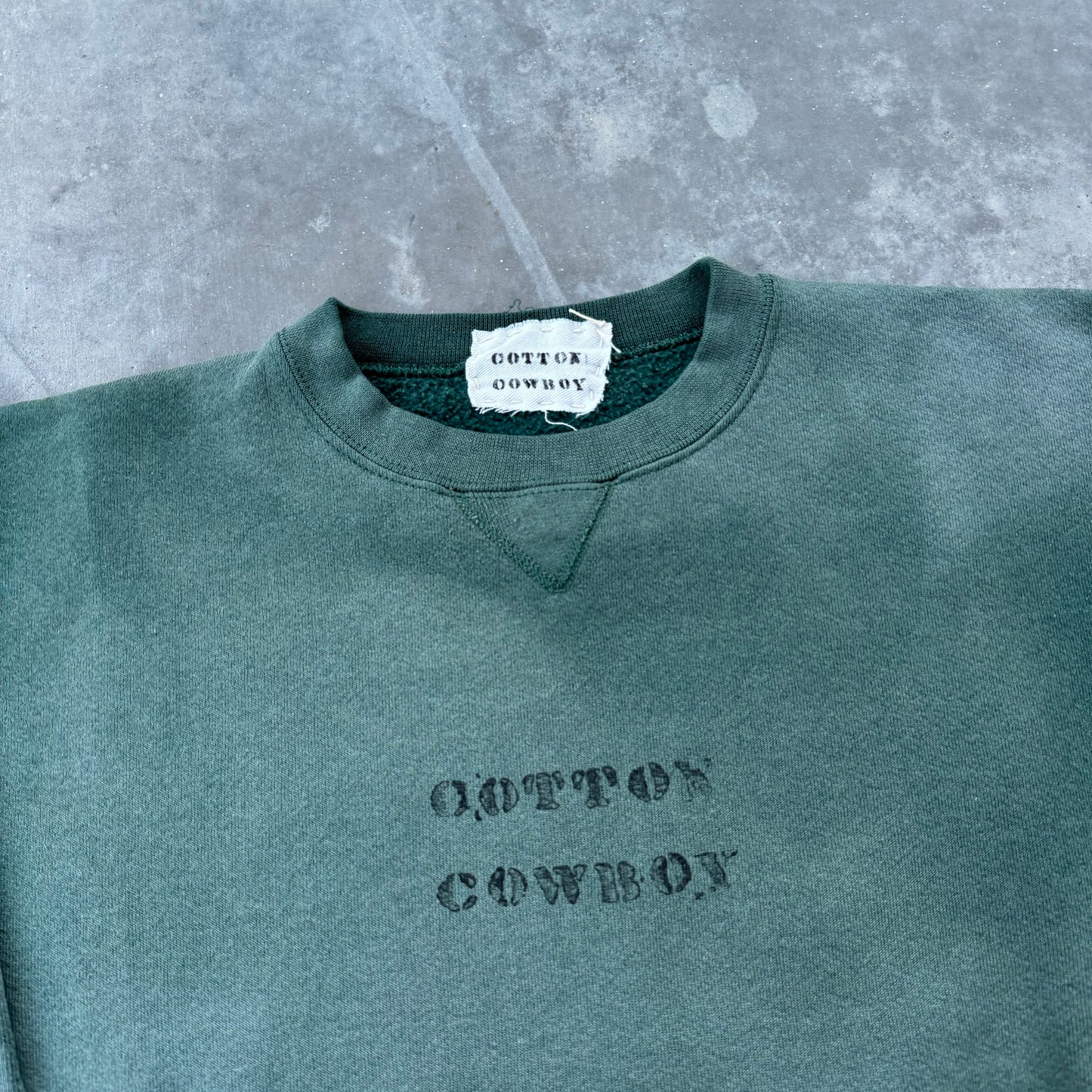 sun faded cotton cowboy crewneck