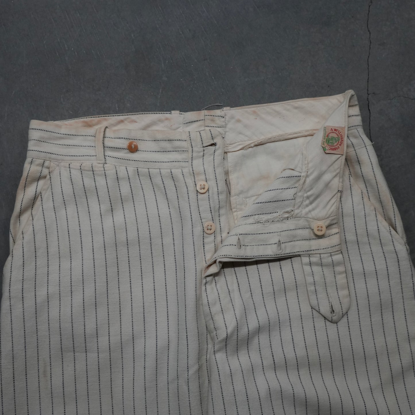 30s pinstriped cotton trousers