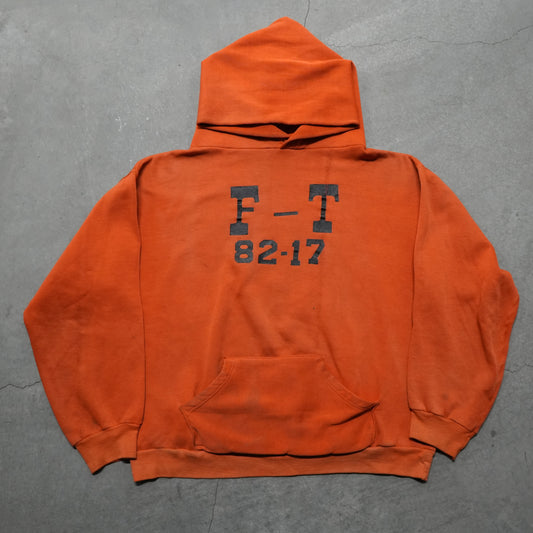 70s faded orange russell hoodie