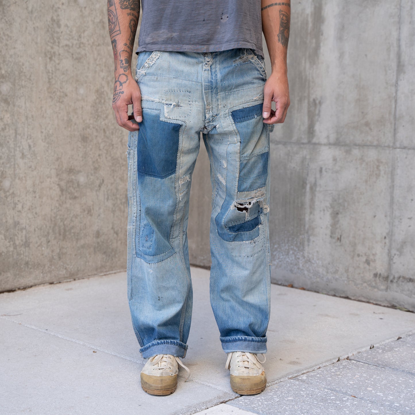 50s heavily repaired lee carpenter jeans