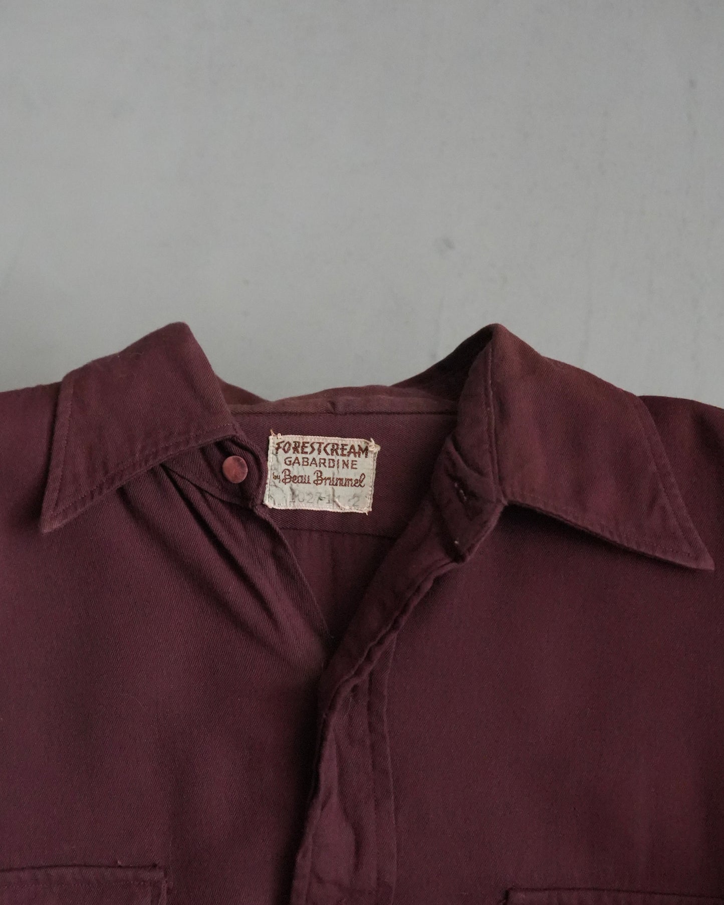 40s Forestcream Gaberdine Slant Pocket Shirt