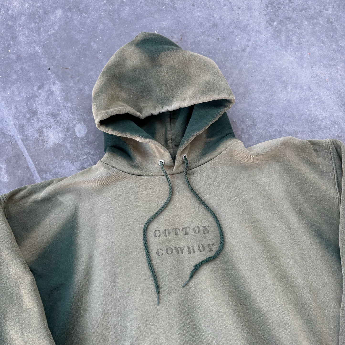 sun faded cotton cowboy hoodie