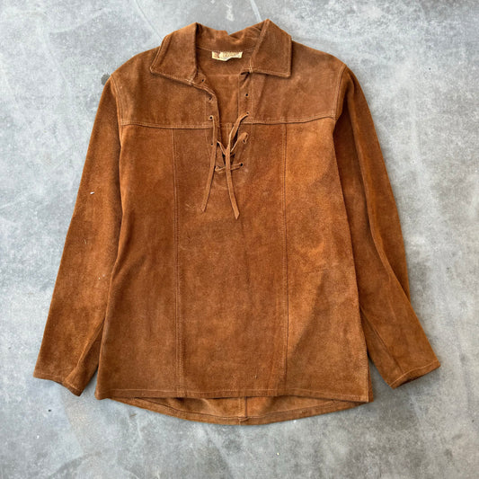 60s suede lace up pull over ￼