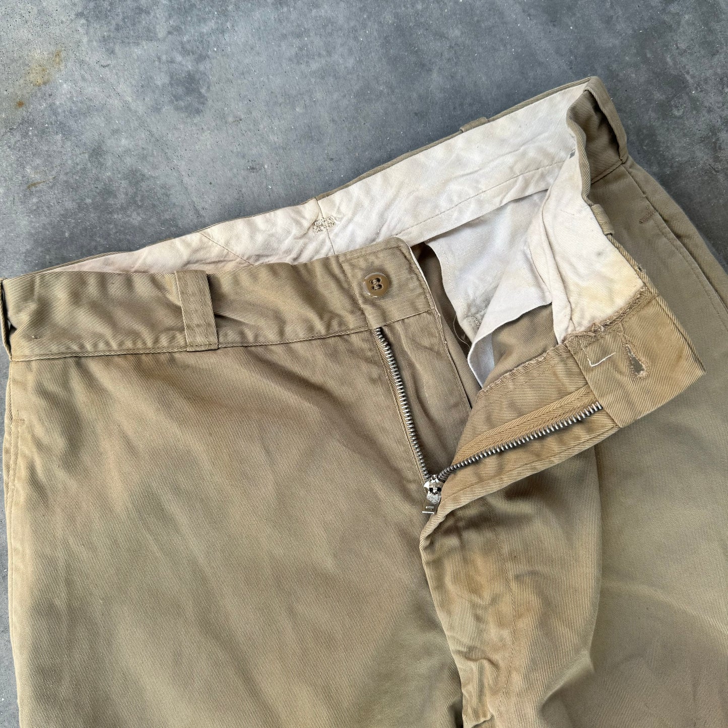 50s hand stenciled military chinos