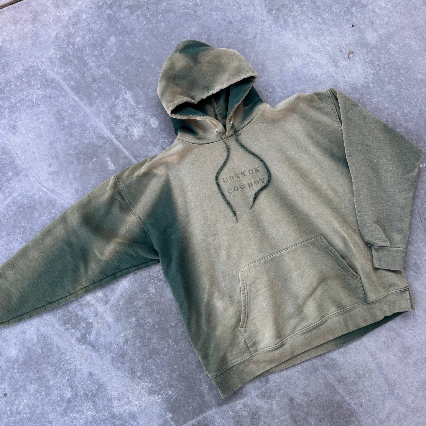 sun faded cotton cowboy hoodie