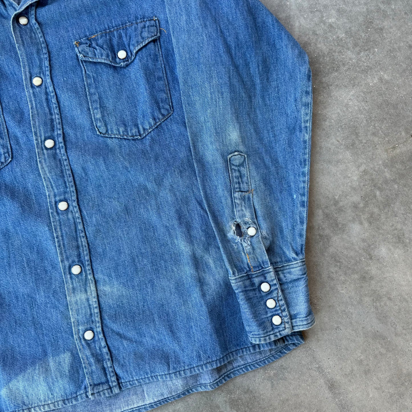 70s maverick blue bell denim pearl snap