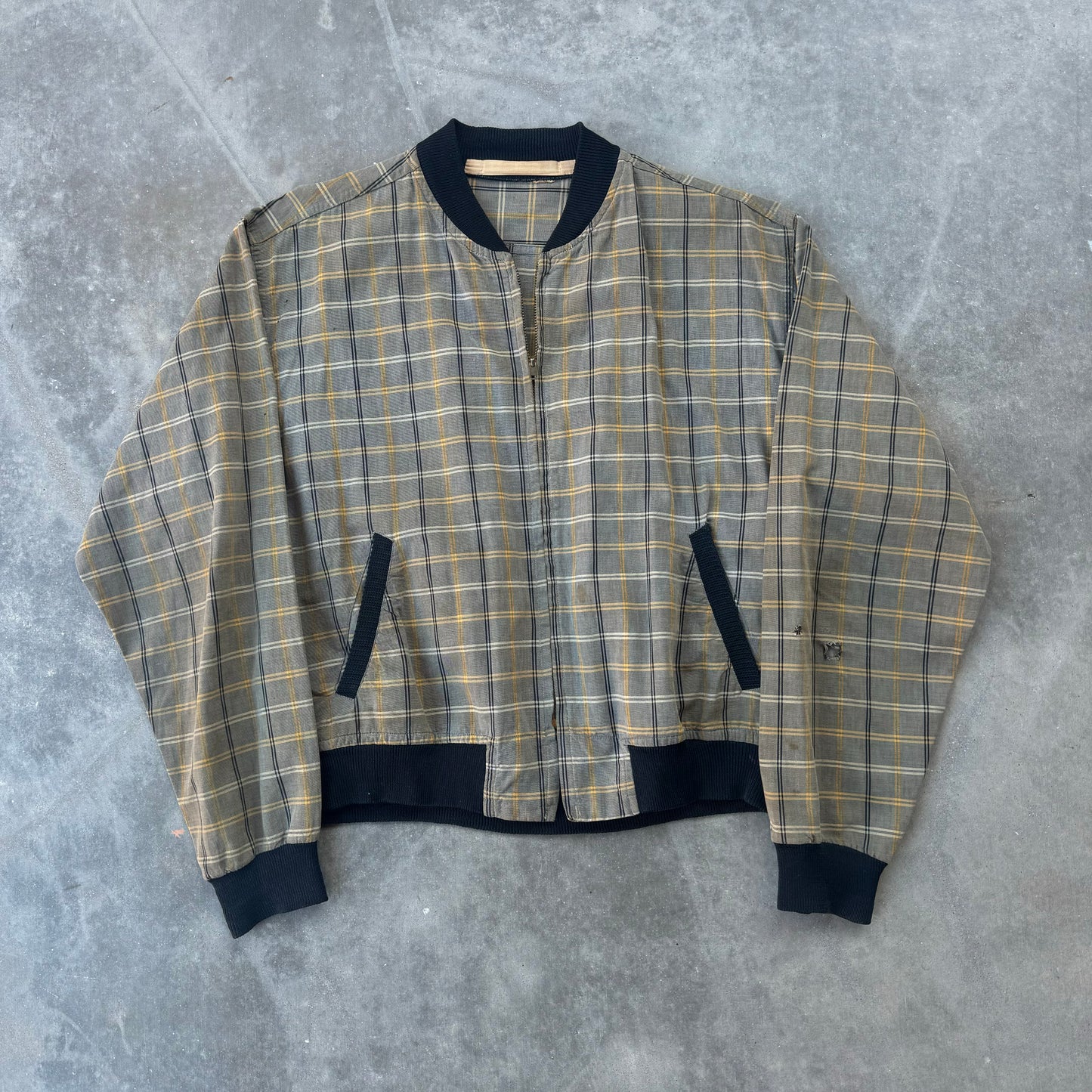 50s plaid zip up jacket