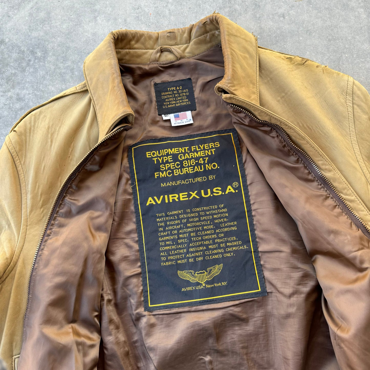 70s avirex a2 leather jacket