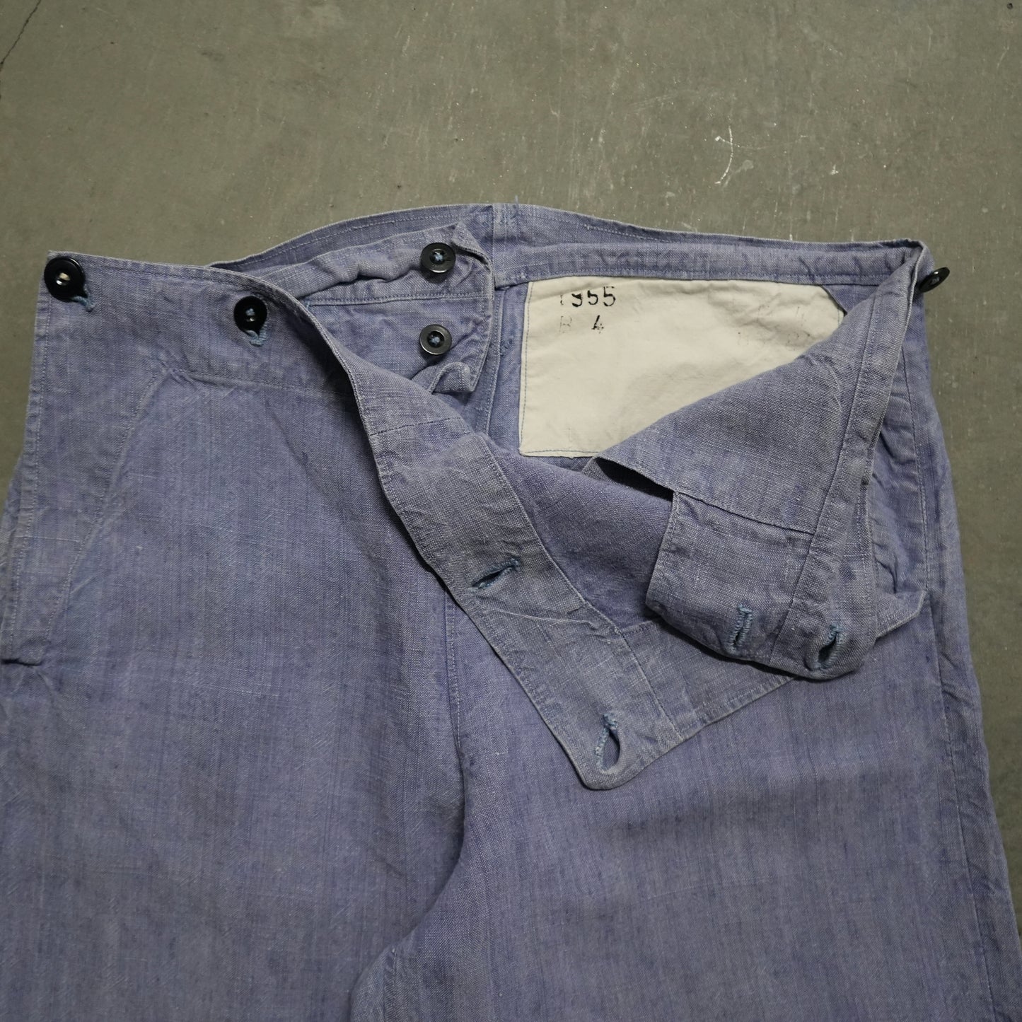 50s French linen flap front sailor pants