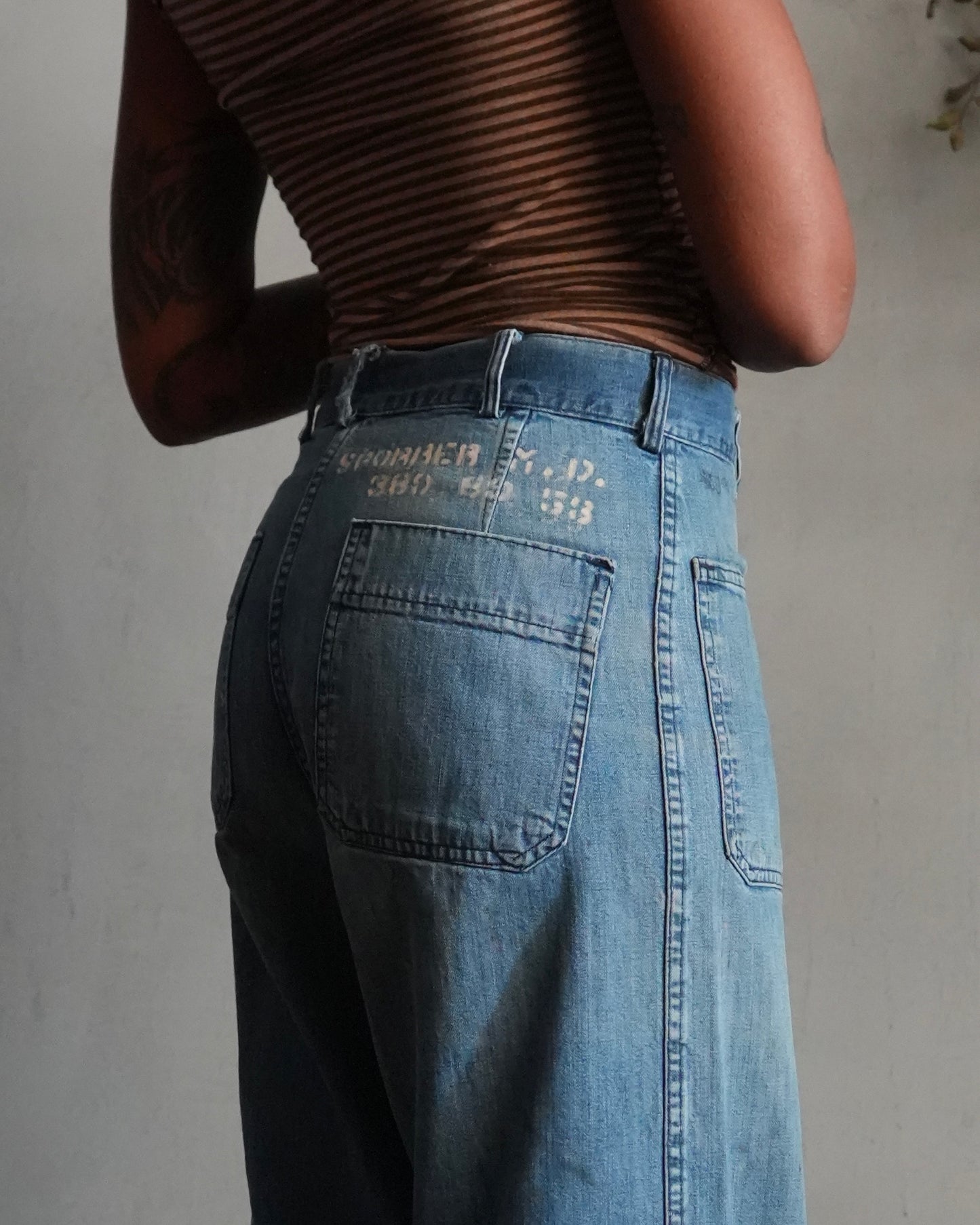 60s Navy Denim Flares