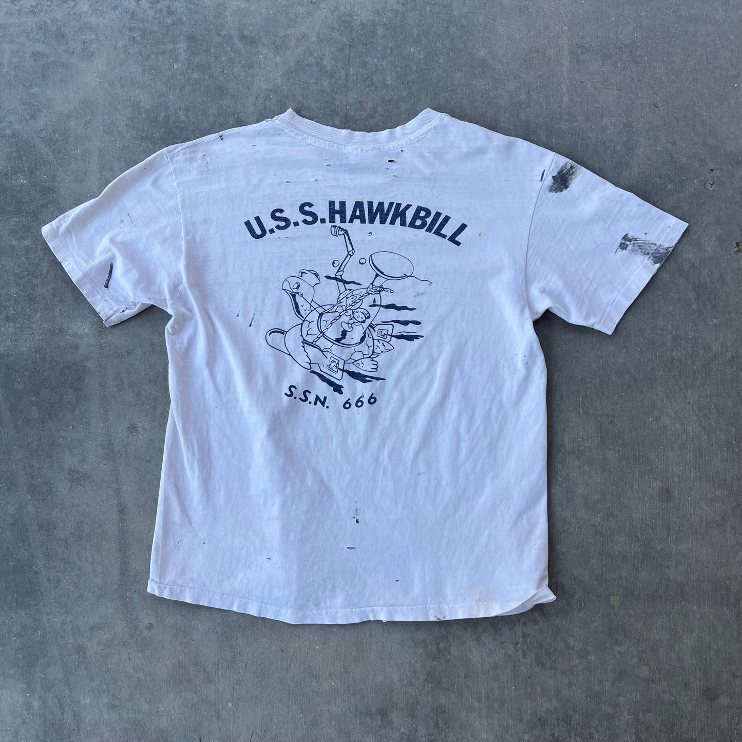 70s uss hawkbill painted tee