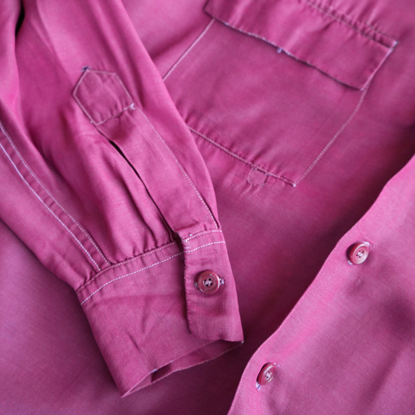60s red wine rayon button up