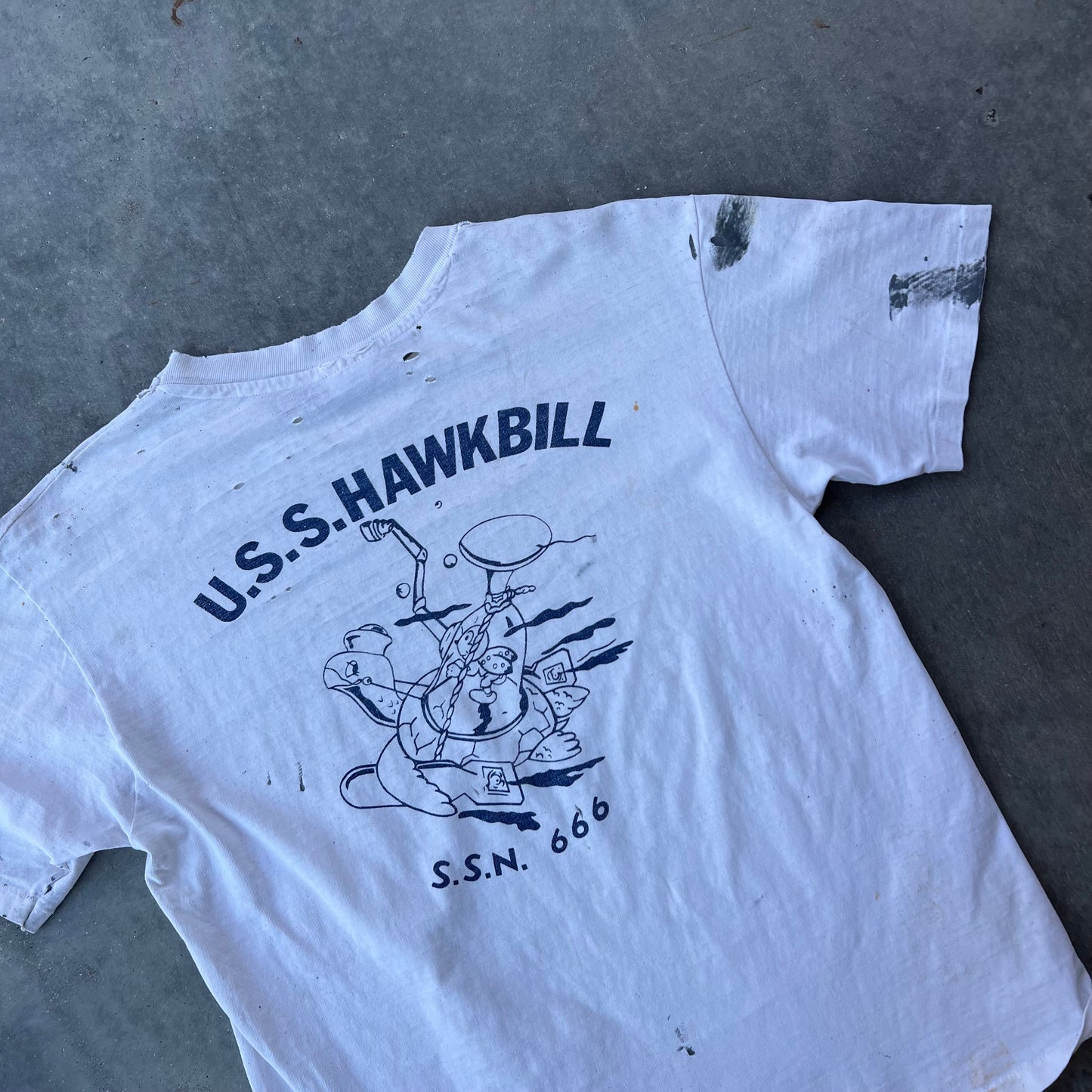 70s uss hawkbill painted tee