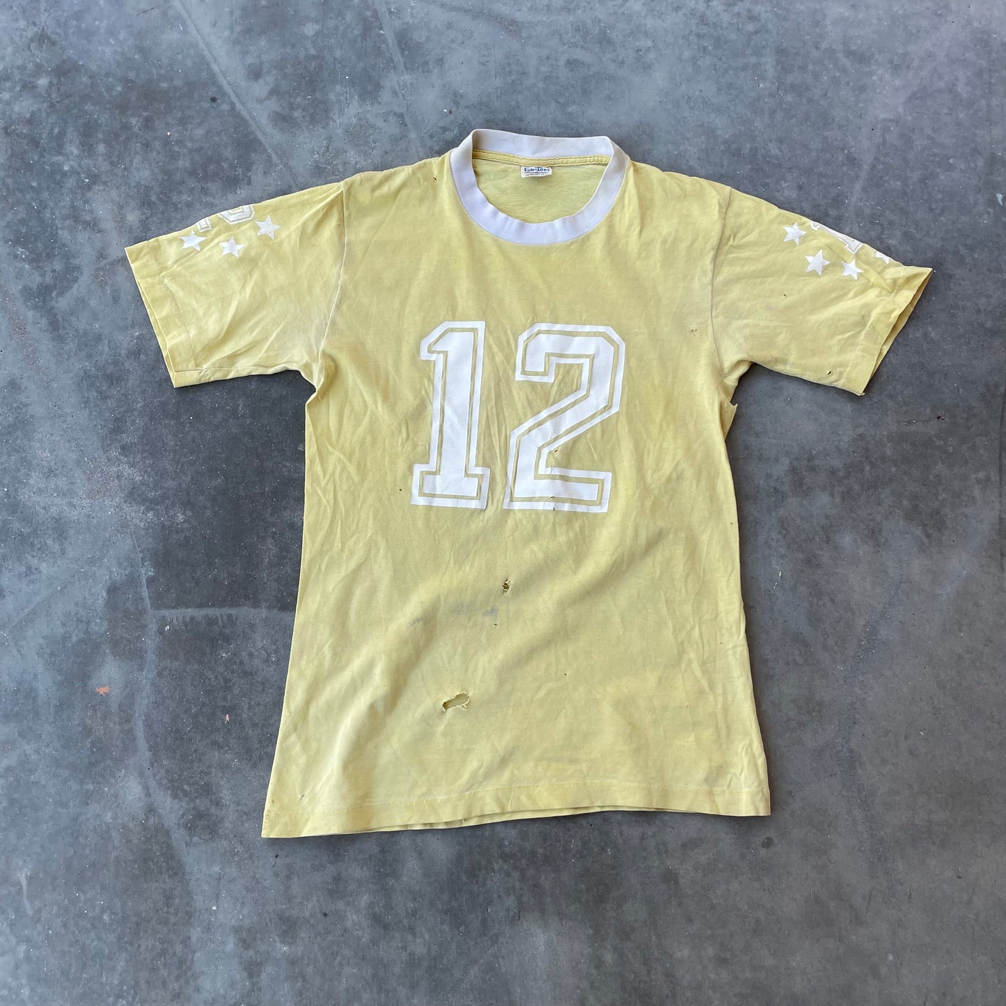 70’s Pale Yellow Distressed Jersey T-shirt