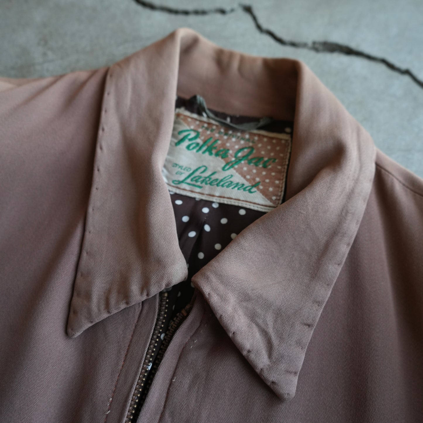 50s rayon polkadot lined rickey jacket