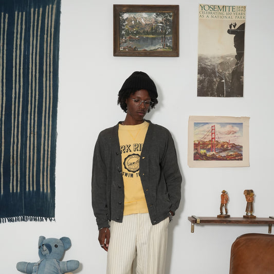 30s sportswear salt and pepper cardigan