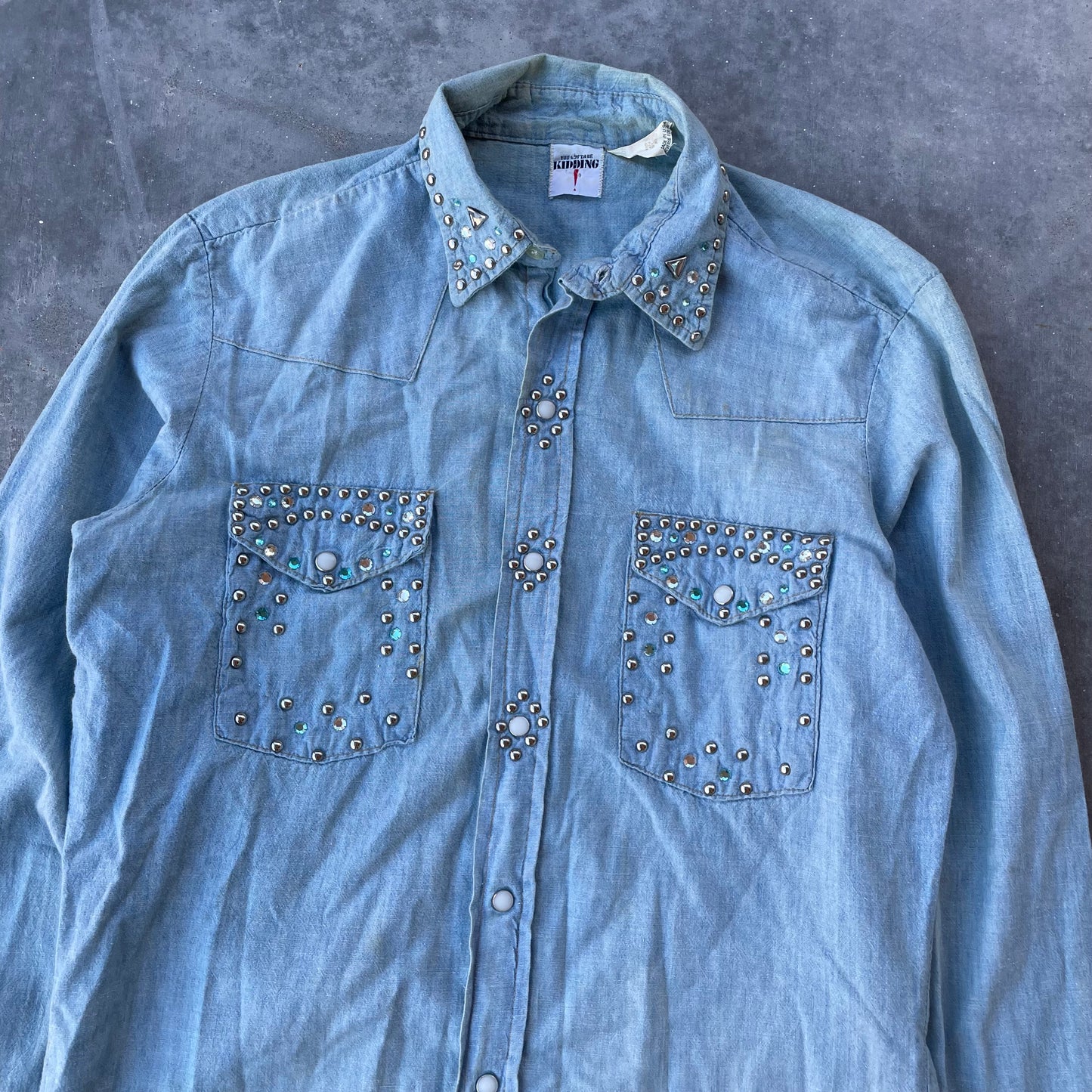 Studded Denim Pearl Snap Shirt