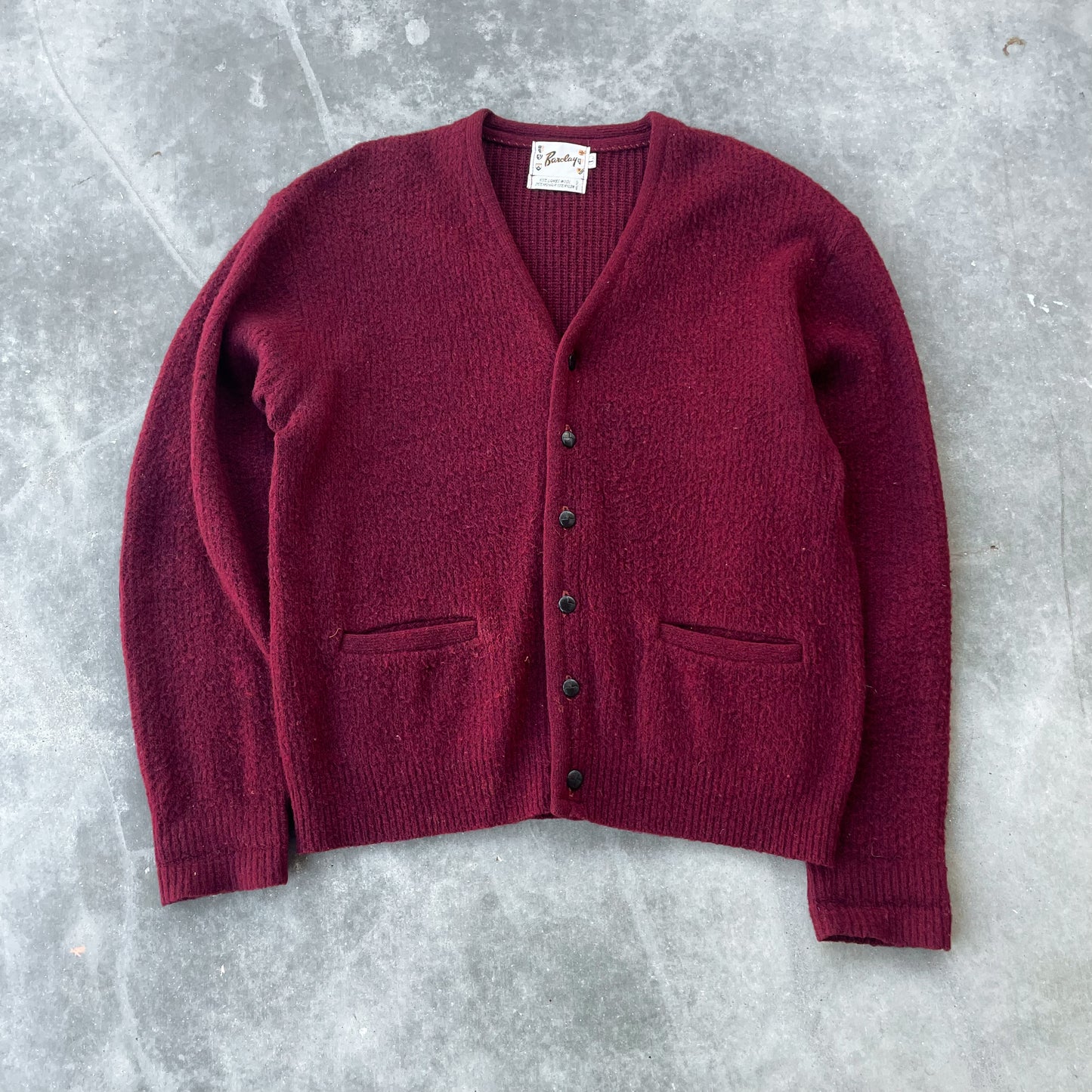 Maroon Mohair Wool Cardigan Sweater