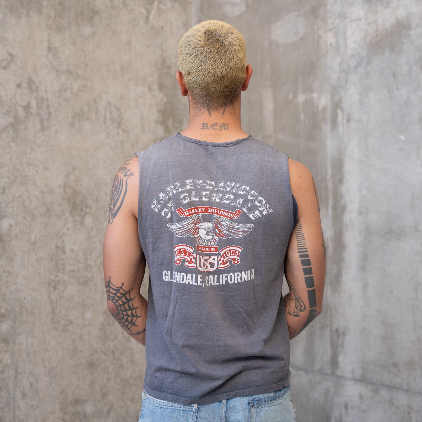 80s faded harley road hawg chopped tee