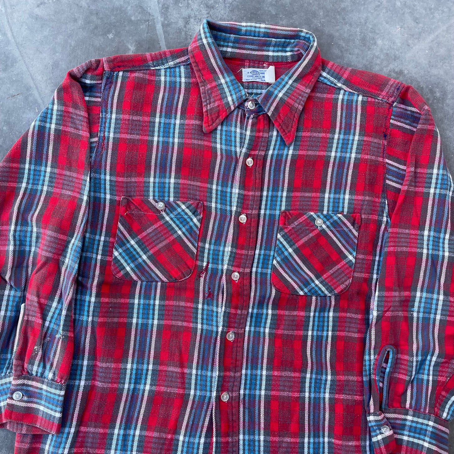 70’s Cone Mills Red Plaid Cotton Flannel