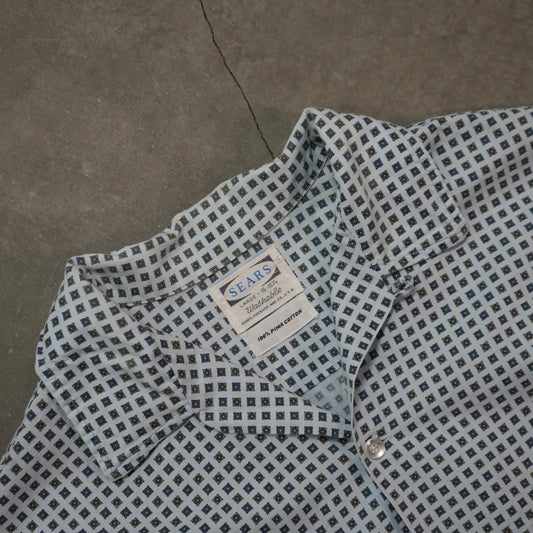 60s printed cotton button up