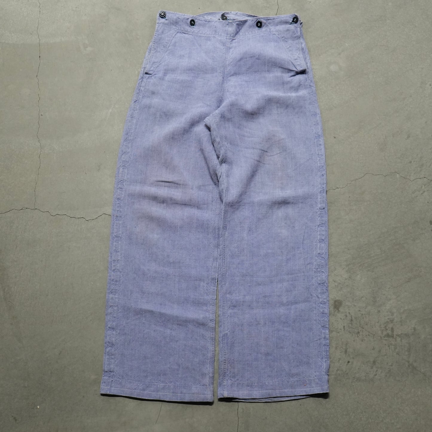 50s French linen flap front sailor pants