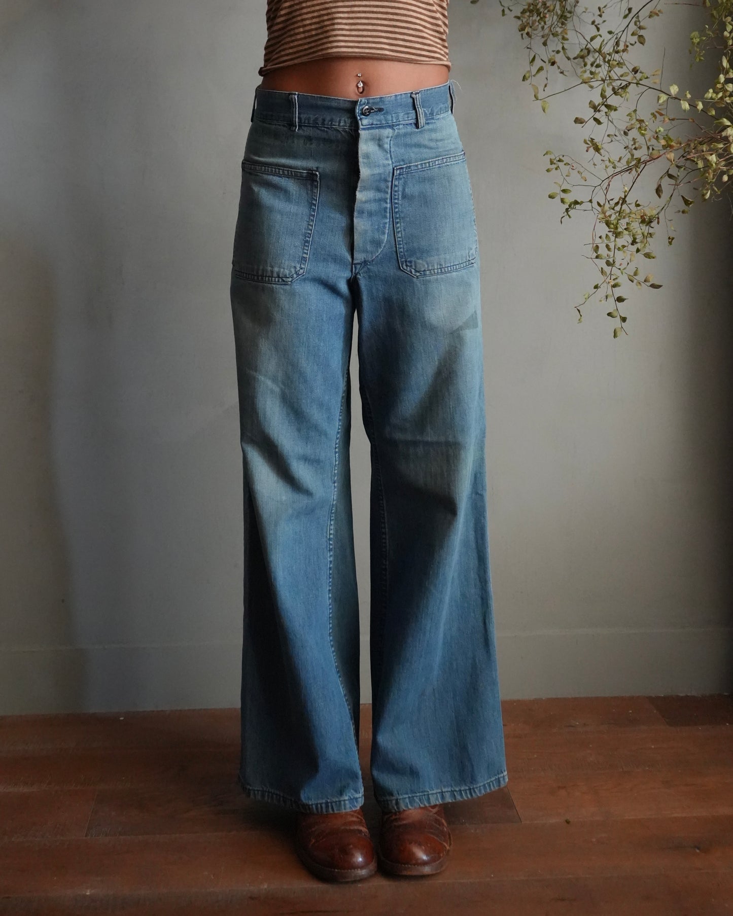 60s Navy Denim Flares