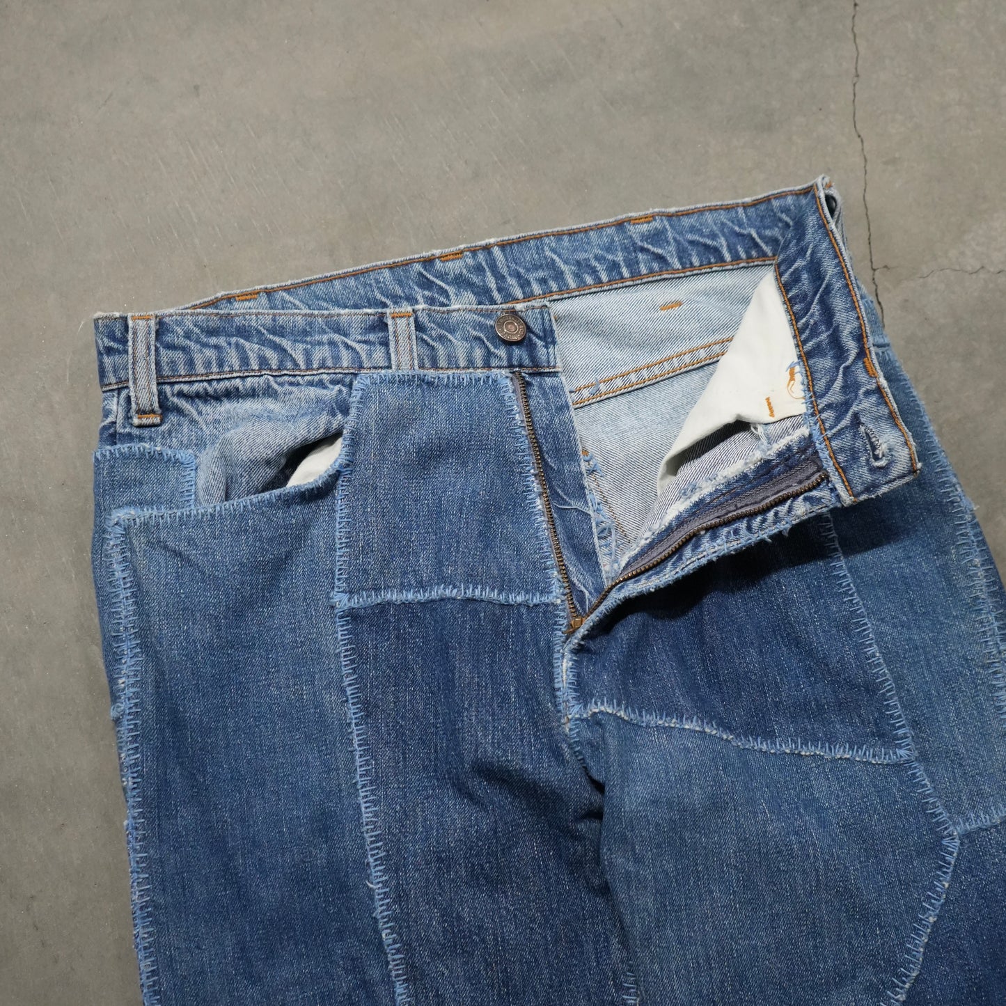70s levi’s big e patch work flares