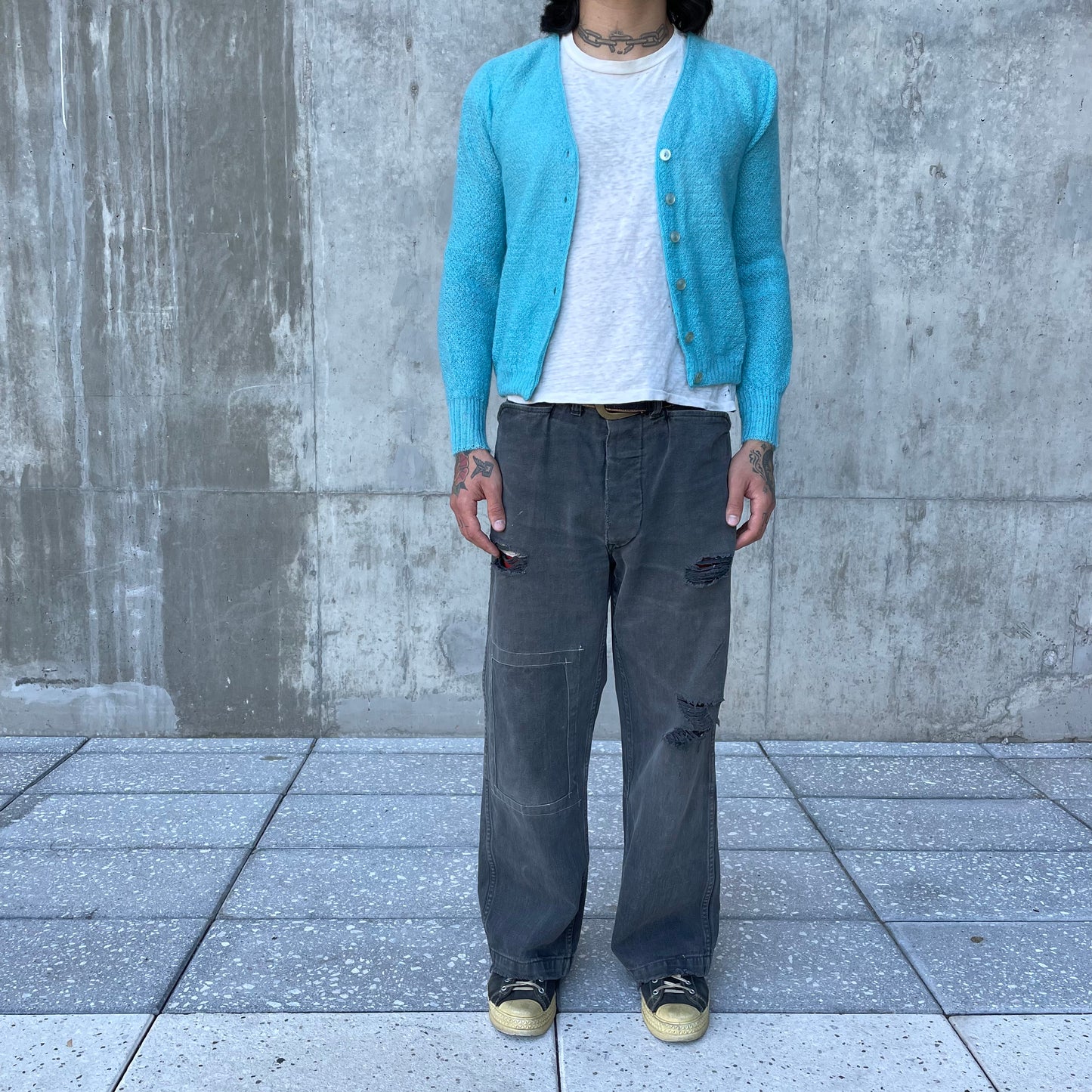 60’s Cyan Blue Mohair Cardigan