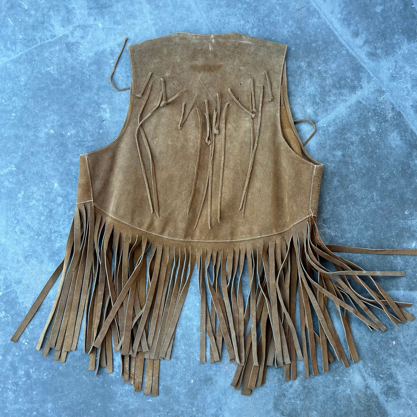 70s leather fringe vest