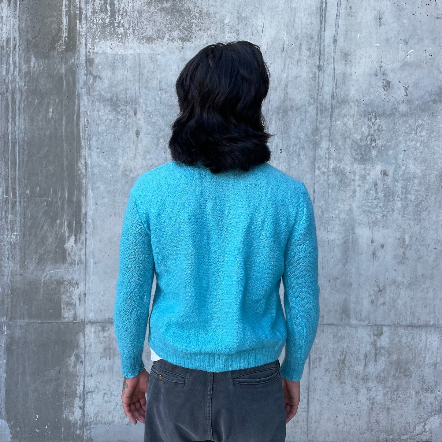 60’s Cyan Blue Mohair Cardigan